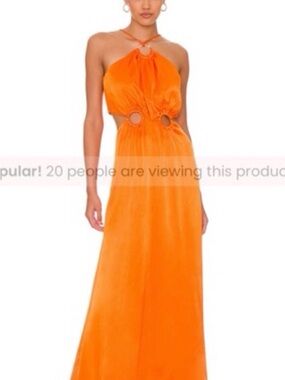Orange Halter Maxi Dress with Ring Cutouts